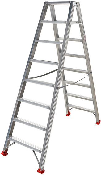 AgriEuro Premium Doppel-Aluminiumleiter 1031, 2×8 Stufen, 1,88 m