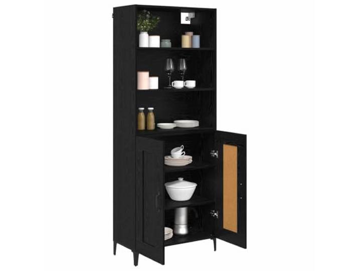 KTHLBRH Anrichte 2 Stück schwarze Eiche Holz mehrschichtig Verstellbare Regalböden, Beine aus Eisen, 69 x 34 x 90 cm, für Esszimmer und Wohnzimmer
