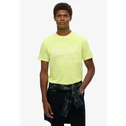 Superdry für Herren. M1012119A Fluor gelb Vintage-T-Shirt (L), Lässig, Baumwolle, Kurzarm