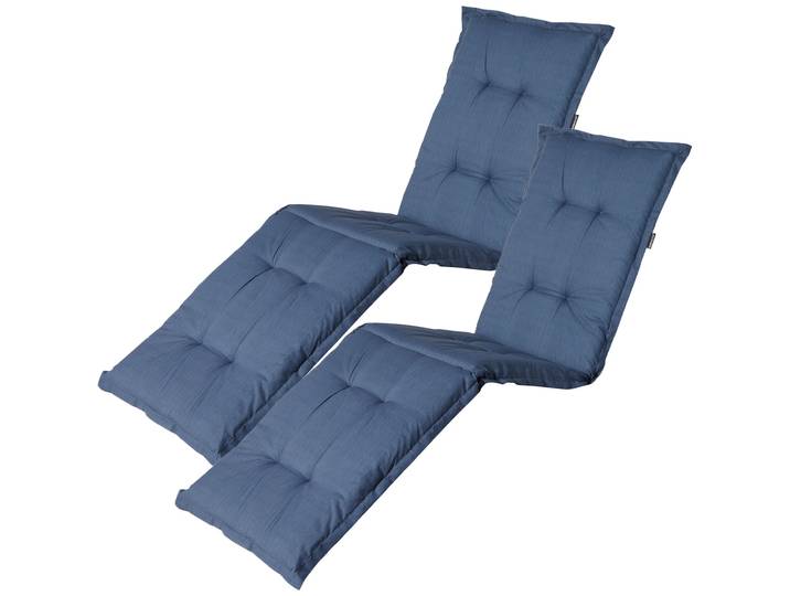 2er-Set Liegen-Auflage, weiche und komfortable Polsterauflage, kobalt, 200 x 65 cm