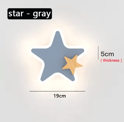 Inspire Curations Cartoon LED Rocket Moon Star Wall Lamp For Kids star Gray cool White(5500 7000k)