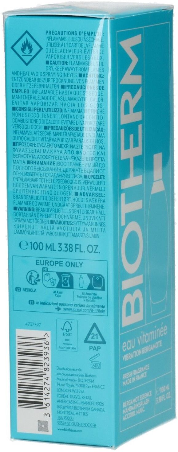 Biotherm Eau Bergamote EdT 100 ml Flüssigkeit