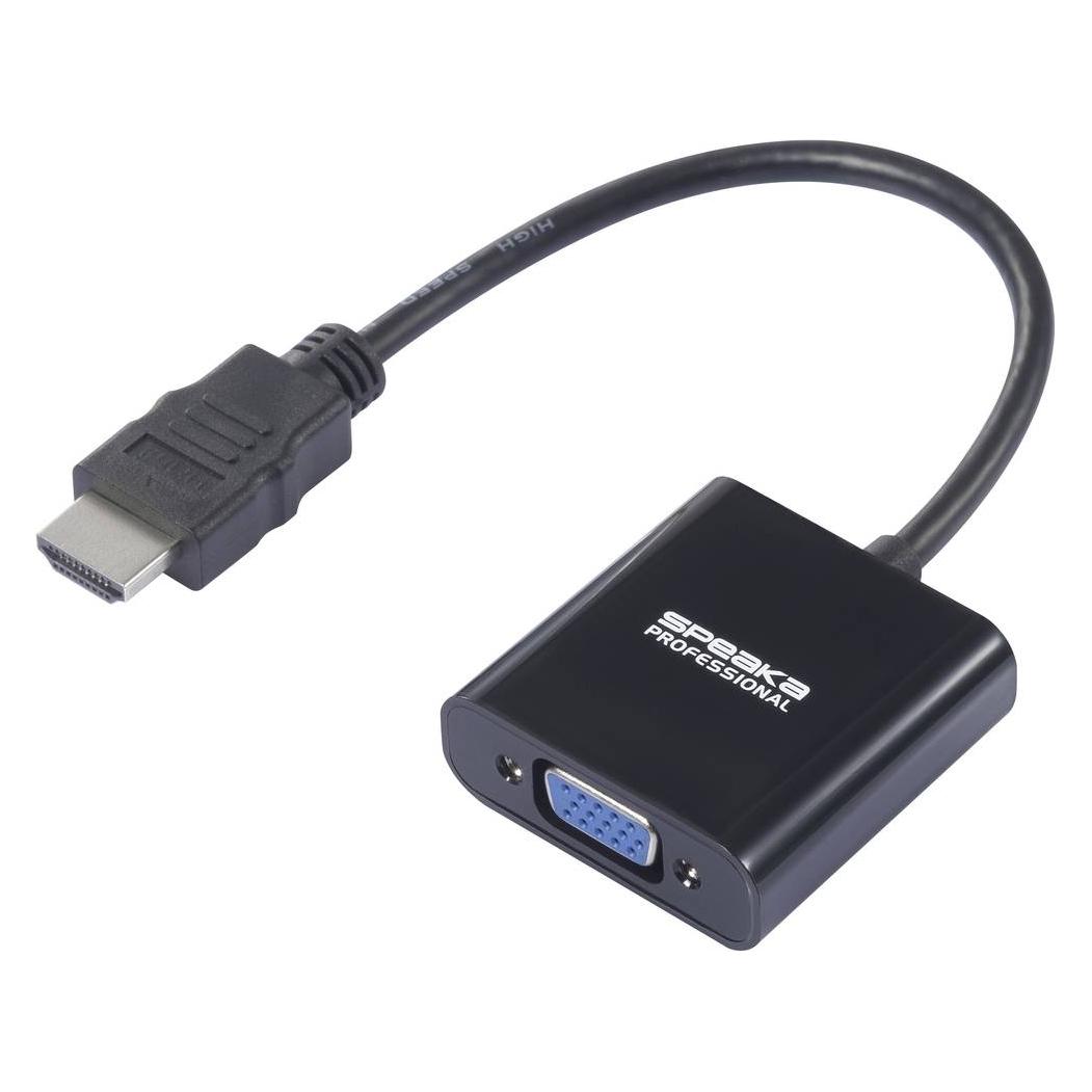 SpeaKa Professional HDMI / VGA / Klinke Adapter (1x HDMI-Stecker - 1x VGA-Buchs (HDMI, VGA) (null)