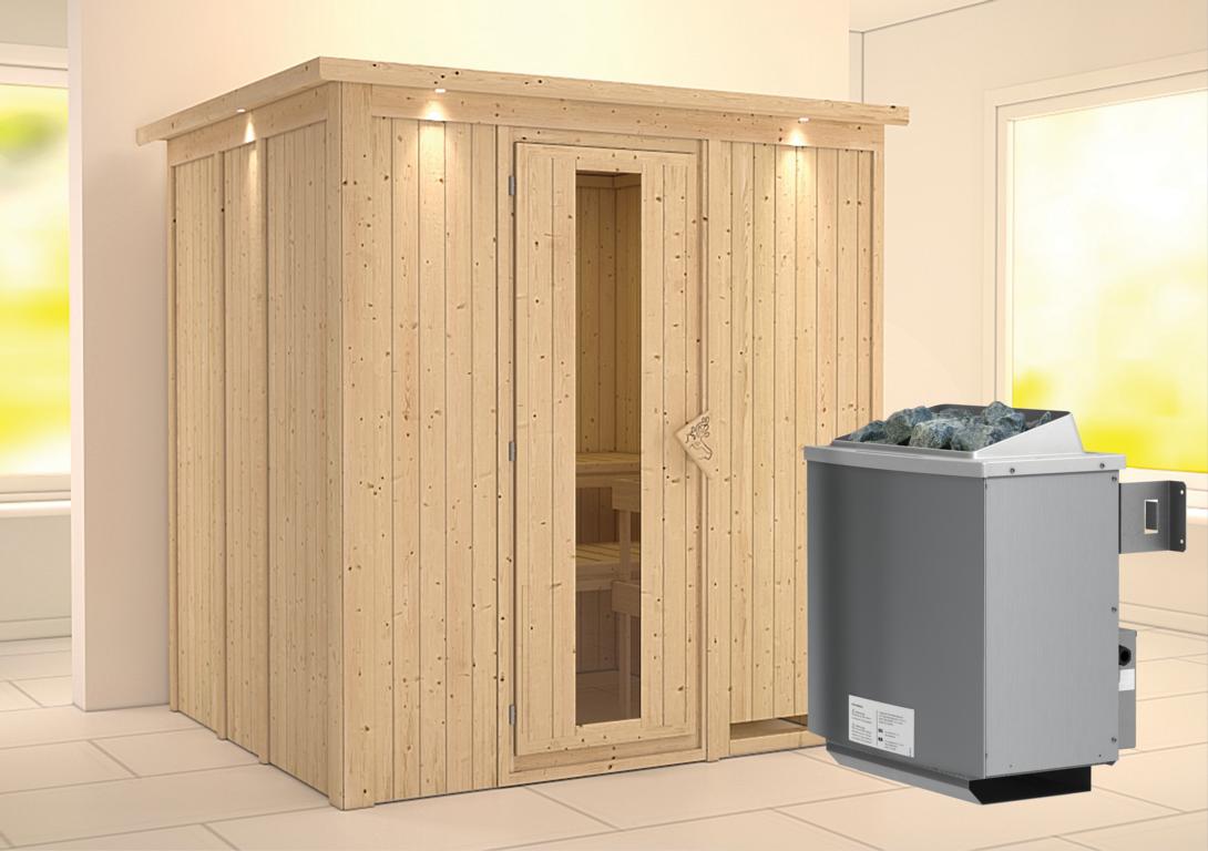 KARIBUHOLZT Sauna Sodin Front ,9KW intr.Strg m.Isoliertür u.Dachk 09231448