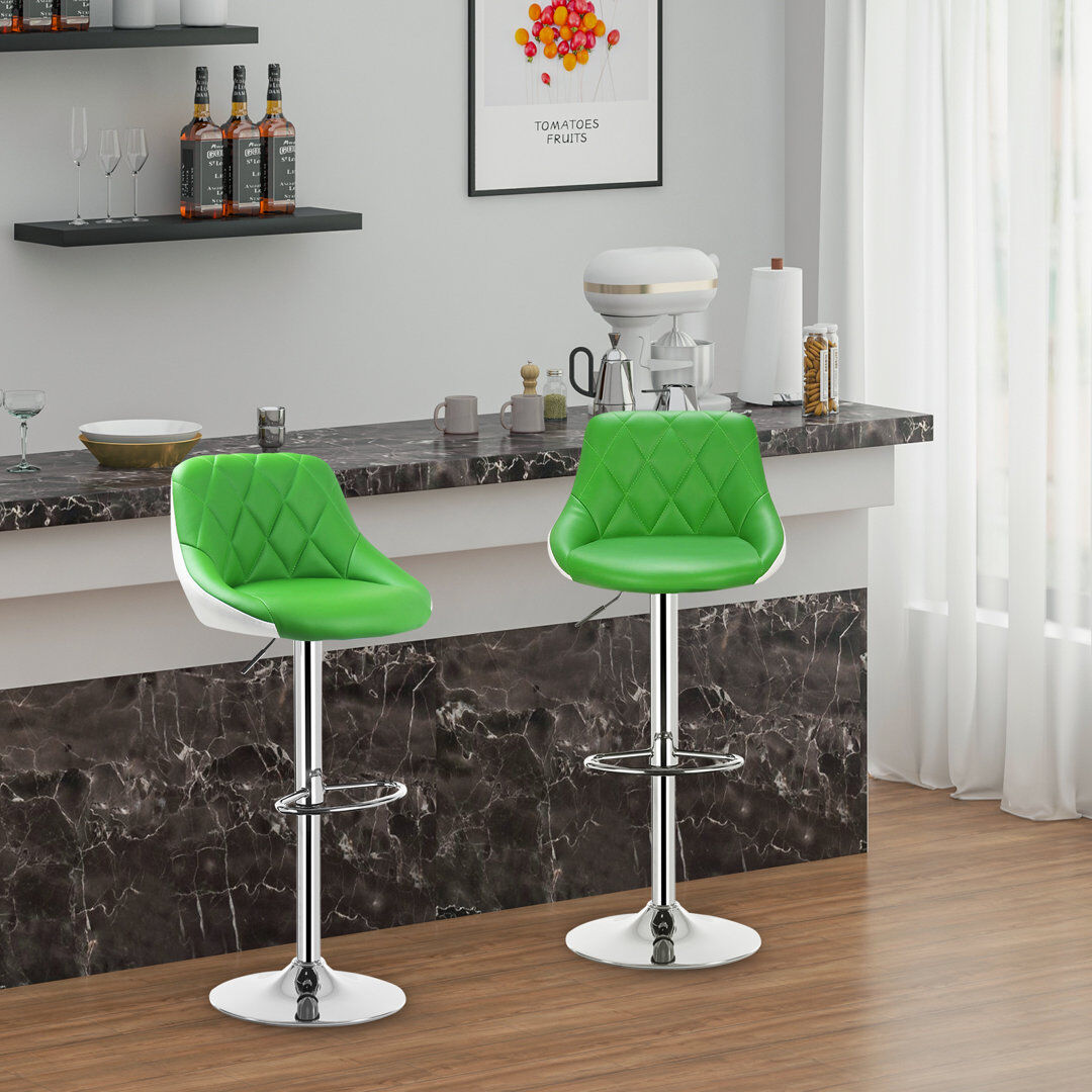 Ebern Designs Dequay Swivel Bar Stool White/Black 1