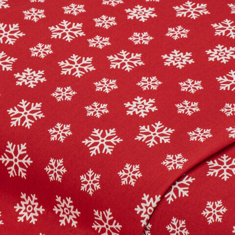 Baumwollstoff Eiskristalle "Sina", rot/weiß