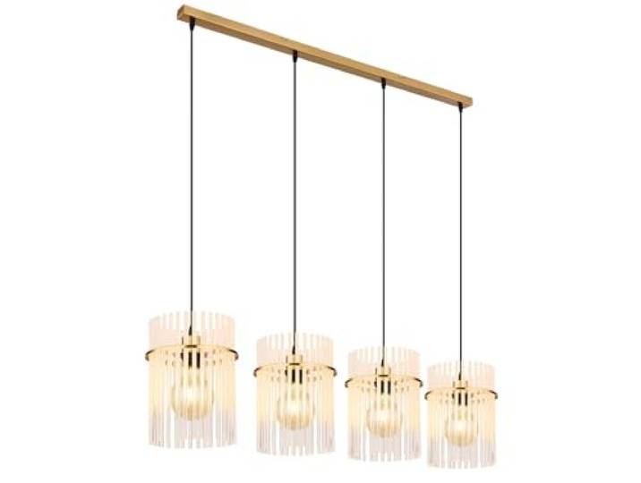 Globo Suspension dorée avec quatre abat-jours en verre\, largeur 110 cm