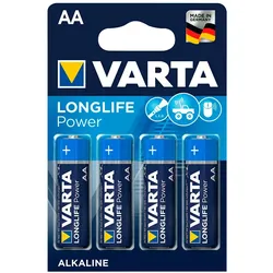 Batterie AA Mignon 4 Stück VARTA LONGLIFE Power, wie LR6, AA, Mignon, LR6EE, AM3, Size M, 4006, 4106