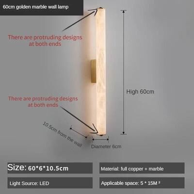 Uplift Essentials Full Copper Spanish Natural Snowflake Marble LED Wall Lamp gold L