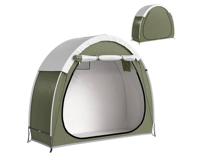 ComfortXL Fahrradgarage De-12724 200/80/170 cm wasserdicht Oxford 210D mit Tasche Grün, 80x170x200 cm, Gartenzubehör, Fahrradgaragen