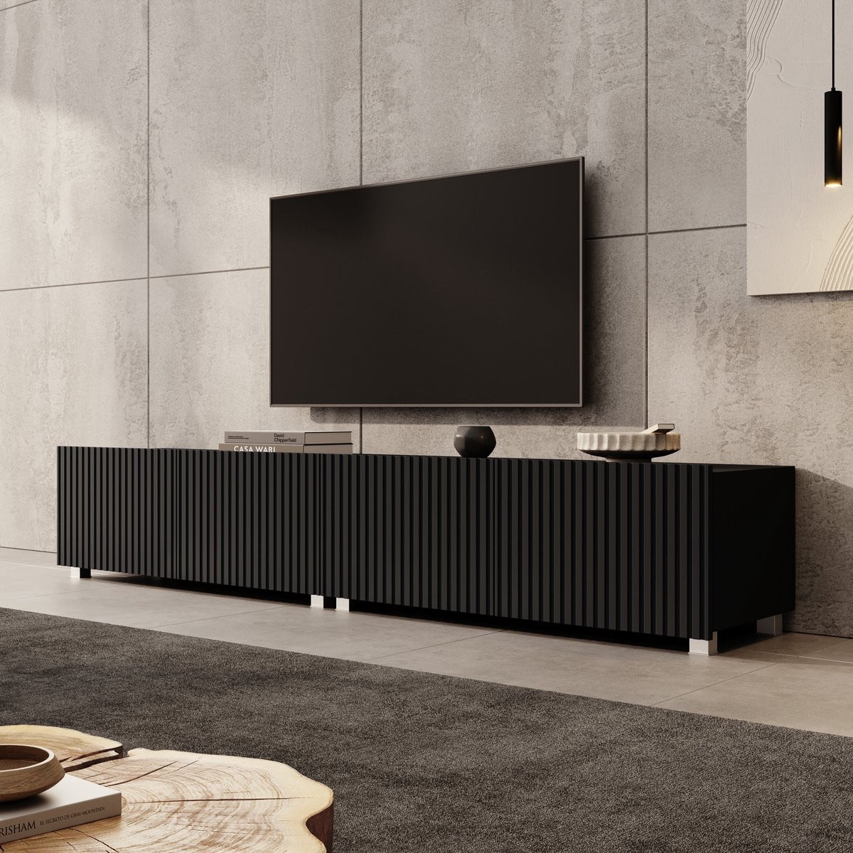 Meubella Kenderes TV-meubel - Zwart - 200 cm