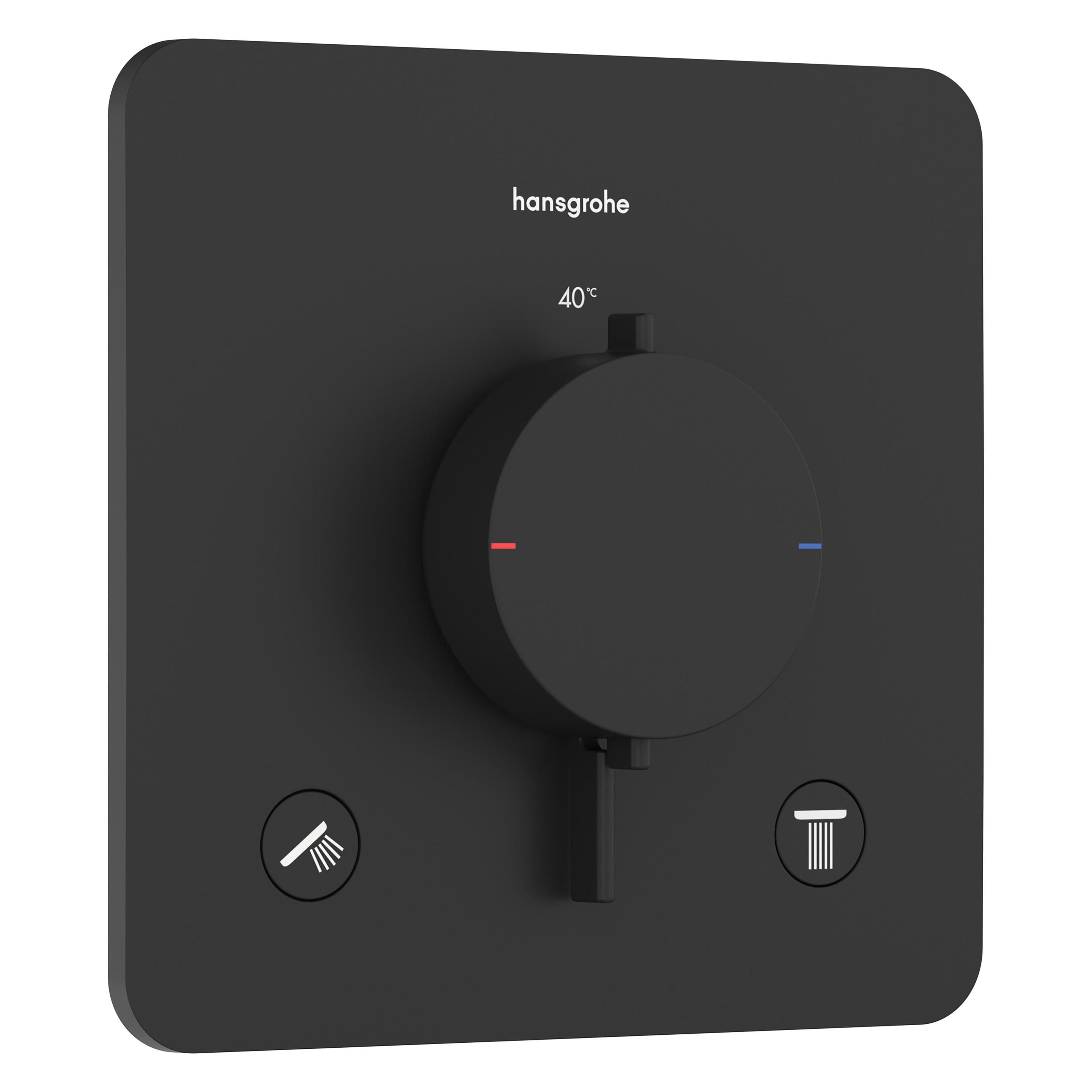 hansgrohe Thermostat mit Sicherheitsstopp, Mengkran für zwei Funktionen, ultraflaches Design (33713670)