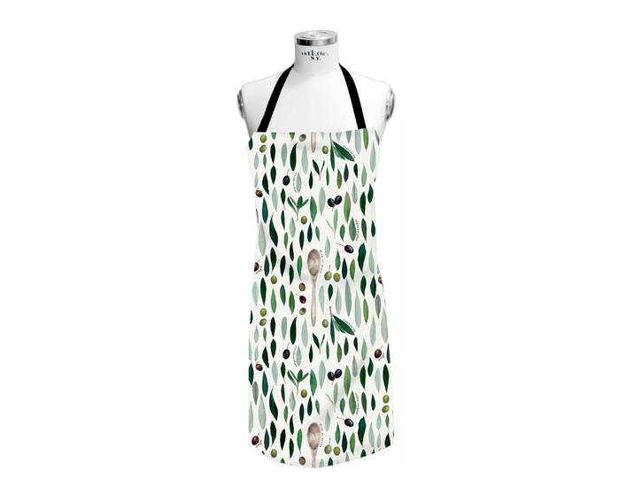Kochschürze APELT 7007 , bunt (grün, natur), B:80cm L:85cm, Web, Baumwolle, Polyester, Schürzen, Kochschürze, Olivendesign