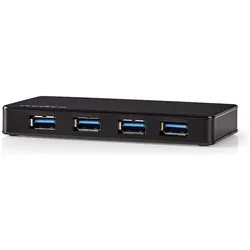 Nedis UHUBU3420BK Schnittstellen-Hub USB 3.2 Gen 1 (3.1 Gen 1) Micro-B Schwarz (Micro USB, 4 Ports), Dockingstation + USB Hub, Schwarz