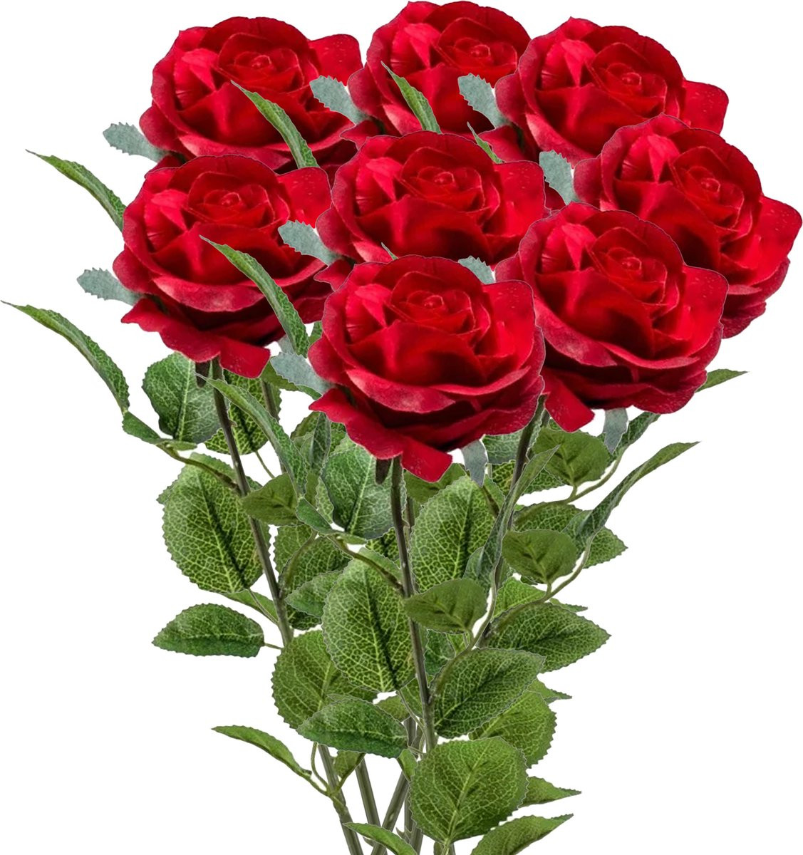 Emerald Kunstbloemen boeket Marleen met rode rozen - 63 cm