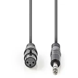 Nedis Balanced Audio-Kabel - XLR 3-Pin Buchse - 6.35 mm Stecker - Vernickelt - 1.50 m - Rund - PVC - Dunkelgrau - Kartonhülle