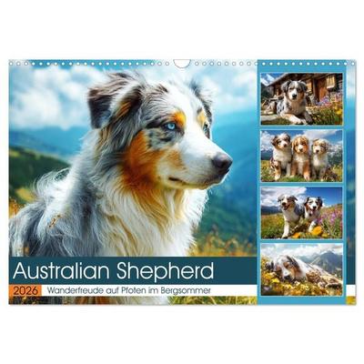 Australian Shepherd. Wanderfreude auf Pfoten im Bergsommer (Wandkalender 2026 DIN A3 quer), CALVENDO Monatskalender