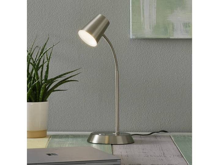 Trio Lighting LED Tischlampe Narcos, dimmbar, alu / grau / zink, für Arbeitszimmer / Büro, Metall, Modern, Tischleuchte