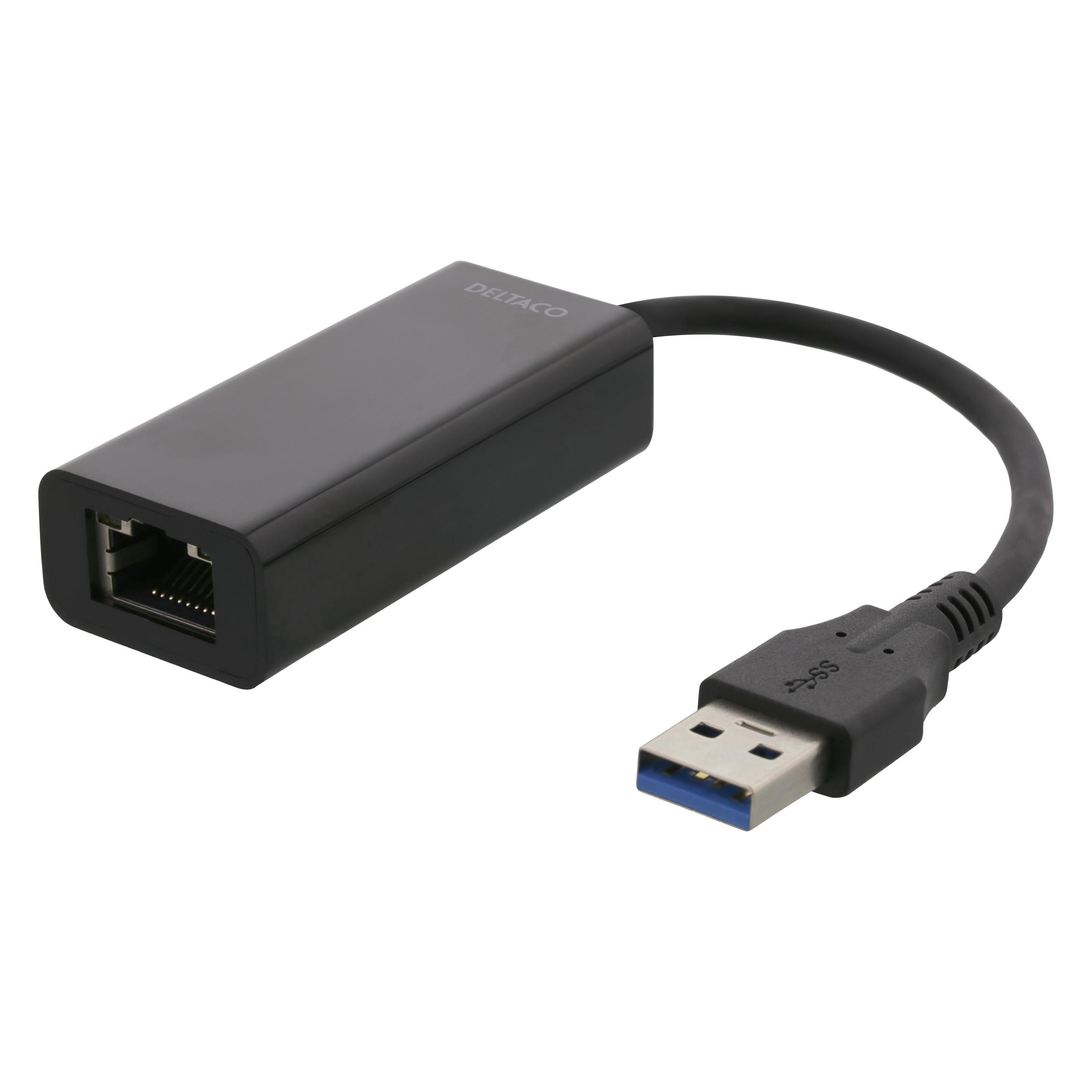 Deltaco Hub 1xRJ45, 1xUSB 3.0, black (USB, RJ45 (1x)) (USB3-GIGA5)