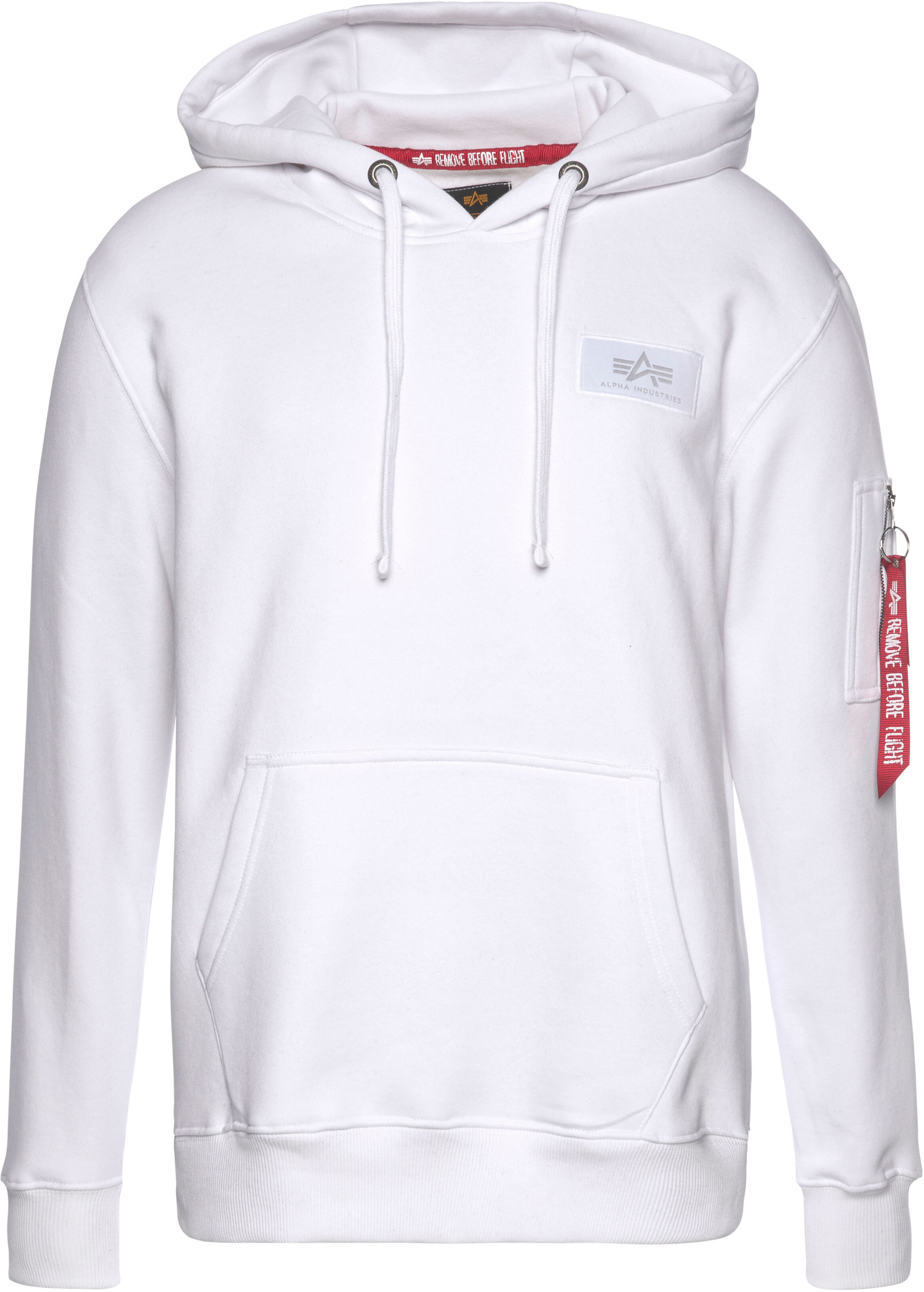 Kapuzensweatshirt ALPHA INDUSTRIES "BACK PRINT HOODY", Herren, Gr. XXL, weiss (weiß), angeraute Sweatware, Obermaterial: 80% Baumwolle, 20% Polyester, bedruckt, normal normal, Rundhals, Rippbündchen, Sweatshirts Kapuzensweatshirt, Baumwollmischung, regula