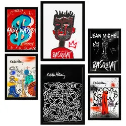 POSTER Set Mit 6 Grafiti Pop Basquiat Warhol A3 & A4 Schwarzer Rahmen