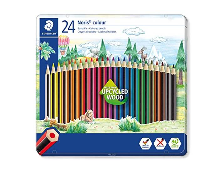 STAEDTLER Noris colour 185 Kleurpotloden – 24 kleuren, metalen etui
