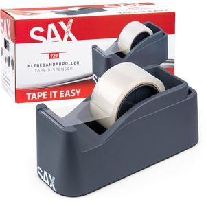 Sax Klebebandabroller Tape it easy, 0-729-18, grau, Tischabroller für Klebeband 50mm x 66m