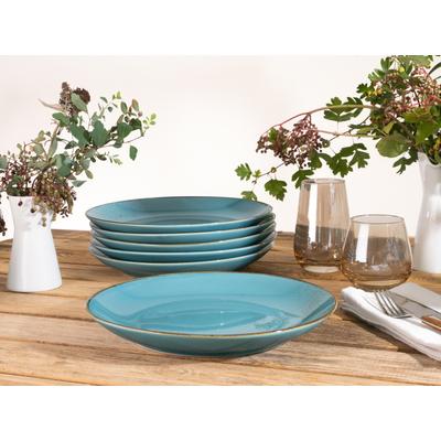 Speiseteller CREATABLE "Essteller NATURE COLLECTION", blau (aquablau), Ø:27cm, Steinzeug, Speiseteller, Speiseteller, Teller Set für 6 Personen, Ø 27 cm, Steinzeug, flache Teller