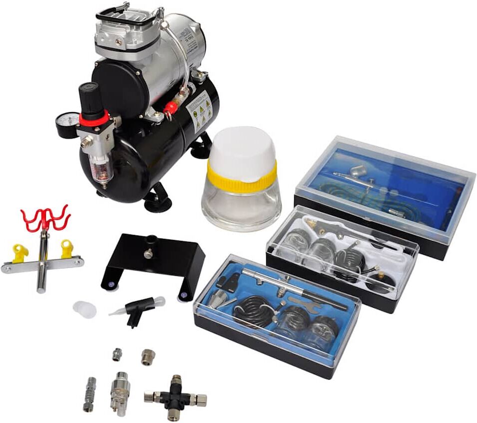 vidaXL Kit de compresseur d'aérographe avec 3 pistolets