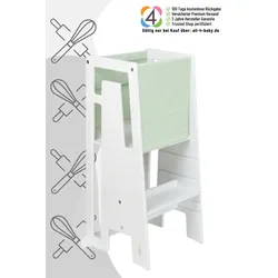 Tuki Lernturm inkl. Startertuch (Modell 2026), Farbe: Greywash, Tuki Entdeckertuch Farben: Glacier