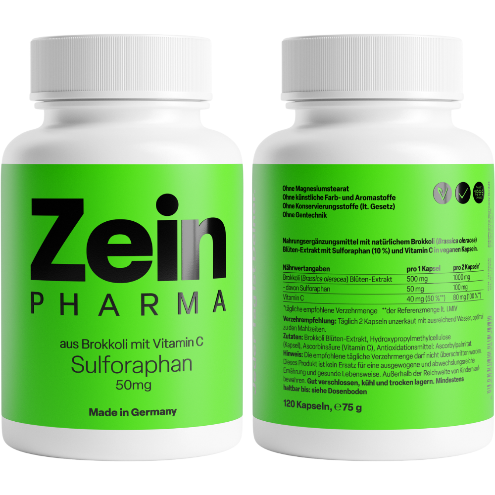 ZeinPharma Sulforaphane 50mg + Vit C 40mg Immune System Food Supplement 120&nbsp;caps.