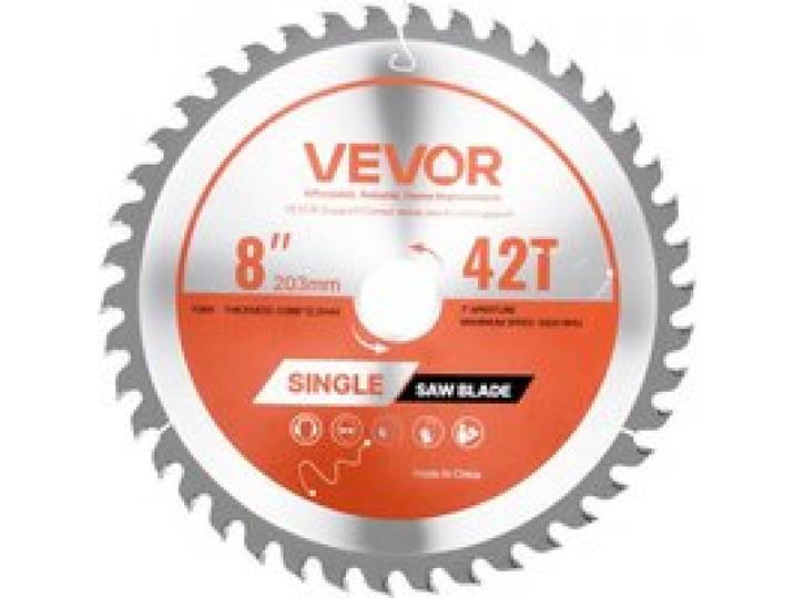 VEVOR Lame de scie circulaire Ø 203 mm, lame de coupe pour scie circulaire, 42 dents alliage, arbre 25,4 mm, finition soignée, avec évents de chauffage antibruit, pour couper contreplaqué, bois dur