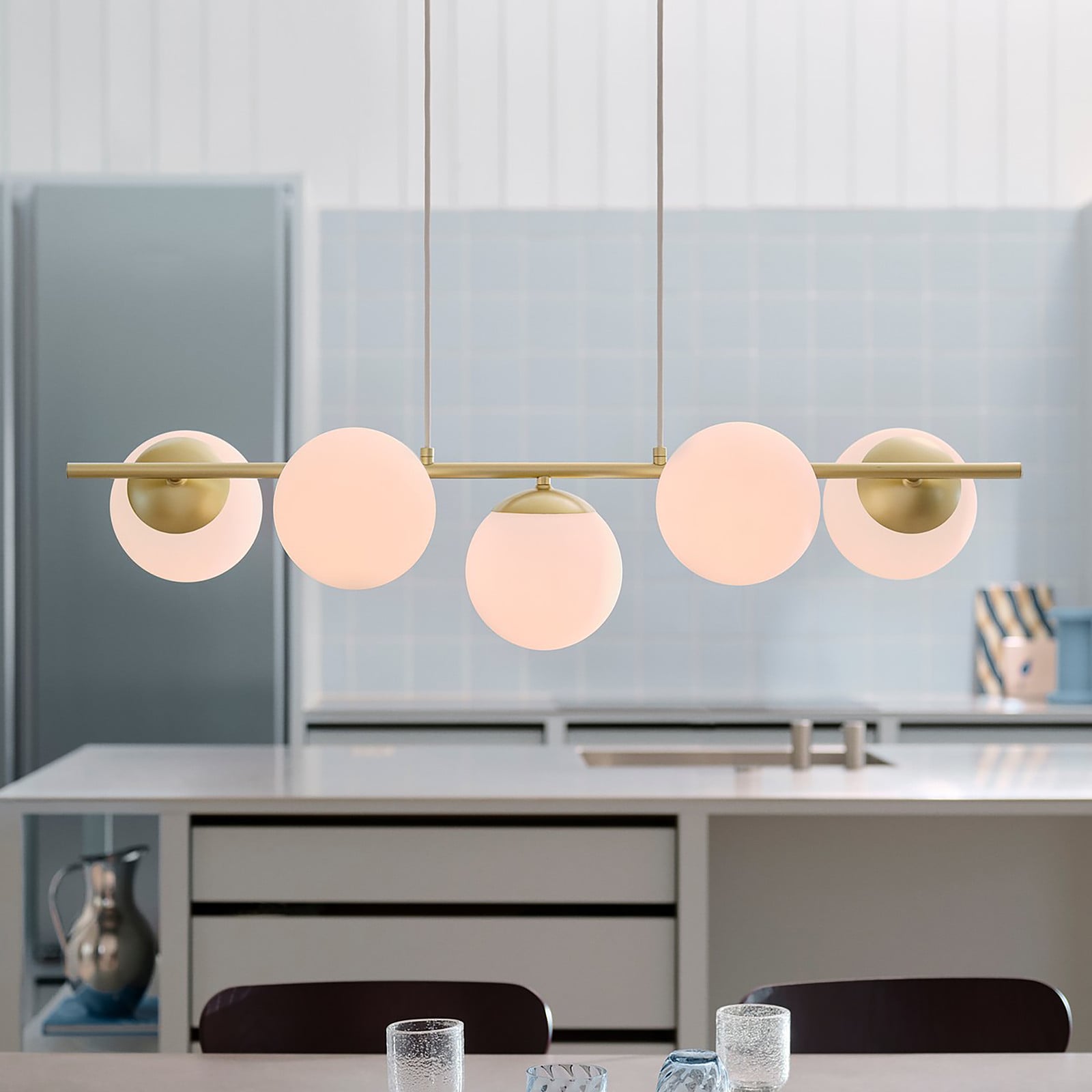 Nordlux Lilly Scandinavische hanglamp goud/messing met wit glas