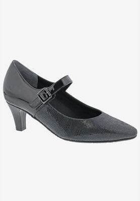 Women's Kiki Mary Jane Pump by Ros Hommerson in Black Lizard Leather (Size 9 1/2 M)