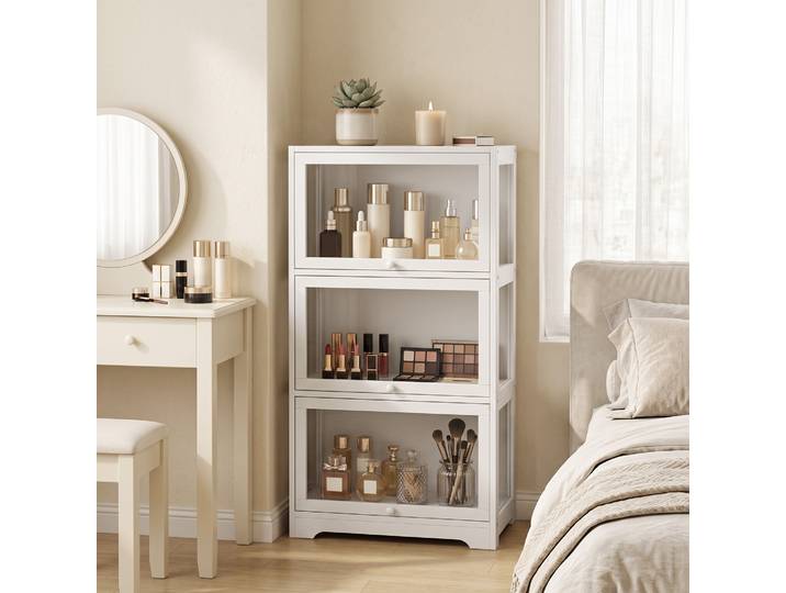 HOMCOM Vitrine 3 Niveaux Acrylique Blanc 59x30x106cm
