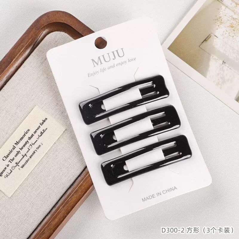 INF Pinces à cheveux carrées noires classiques - Ensemble de 3 maintien sûr