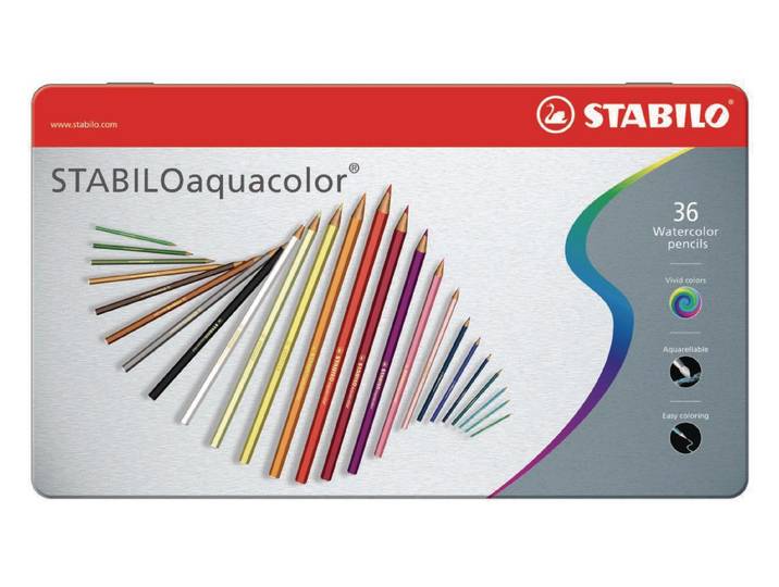 Buntstift STABILO Aquacolor 36 Stü , bunt, Metall, Stifte, Buntstift, Wasservermalbar