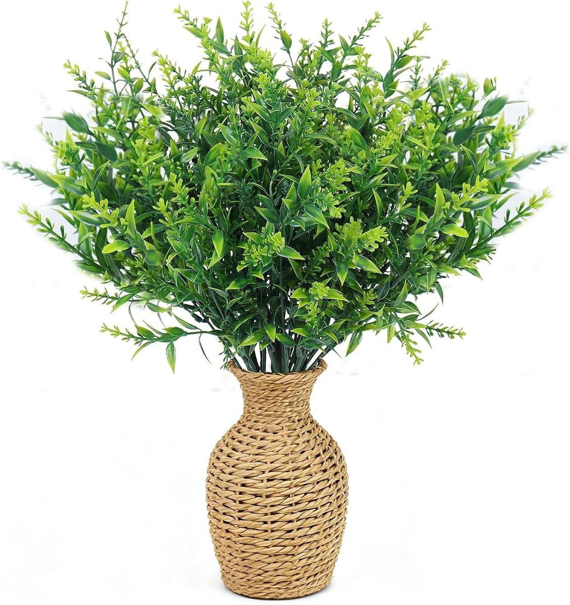 Set van 8 bundels groene kunstbloemen voor buiten decoratie, weerbestendig