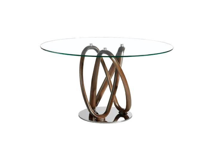Runder Design Esstisch „Extravaganza III“ Esche Transparent, Nussbaum, Silber Ø 120 cm Angel Cerdá