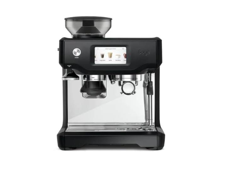 Sage The Barista Touch, Kaffeemaschine, Schwarzer Trüffel Kaffeemaschine mit automatischem Milchaufschäumer & integriertem Mahlwerk, Touchscreen, abnehmbarer Tamper