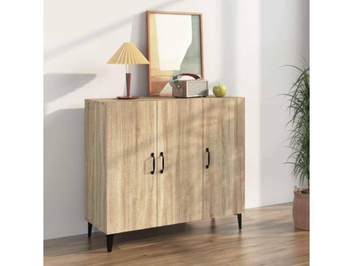 HEFZGDB Klassisches Sideboard zur Aufbewahrung in Sonoma-Eiche mit 6 Fächern, Beistellschrank mit dekorativer Präsentationsfläche im Industrie-Design, Sideboard mit Wandhalterung zur