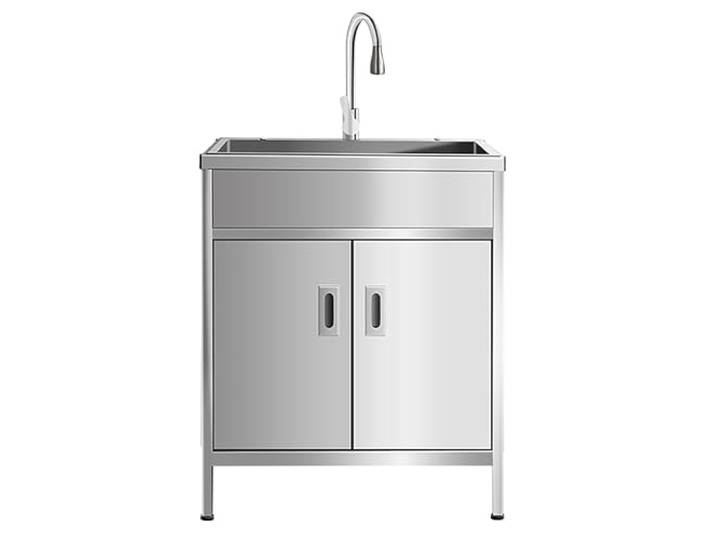 RYZQWE Edelstahl Spültisch Outdoor Spülbecken Freistehende Kitchen Sink Einzelbecken Spültisch mit Wasserhahn Werkbank Spülbecken Outdoor for Küche Restaurant Waschküche Garten(65x45x80cm)