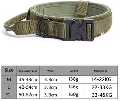 Inspire Select Adjustable Tactical Dog Collar & Leash Set Military Training Collar With Heavy Duty Lead For Medium & Large Dogs a01 xl