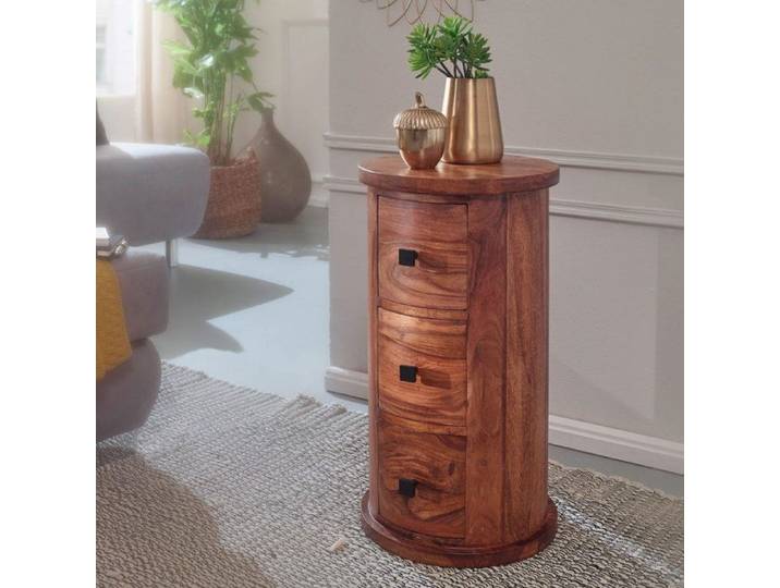 Range CD 3 tiroirs 35x35x65 cm en bois massif