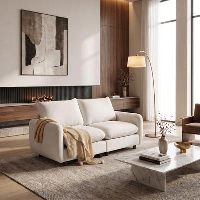 Loedds White 69-Inch 2-Seat Upholstered Modular Sectional Sofa with Wood Frame