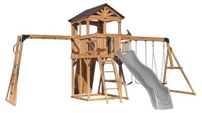 Backyard Discovery Dover Bay Spruce Swing Set, Slide, Monkey Bars