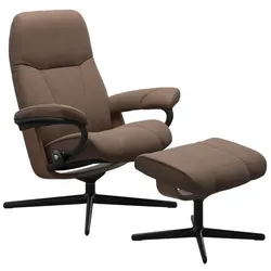 Stressless Sessel mit Hocker Consul Cross Leder Braun Batick Mole M (Medium)
