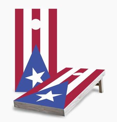 Skip's Garage Puerto Rican Flag Cornhole Boards