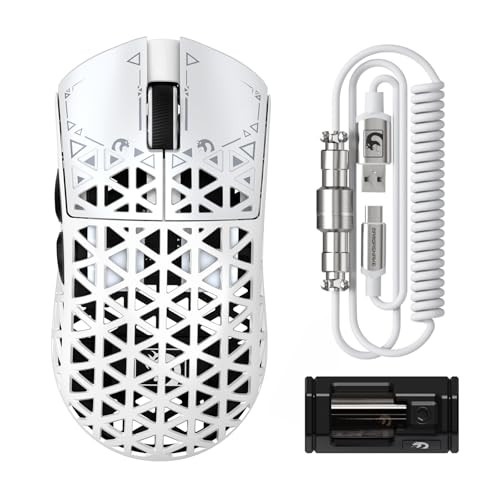 MAMBASNAKE M5 Ultra Carbon Fiber Draadloze Gaming Muis, 39g, 42000DPI, PAW3950MAX Sensor, Nordic 52840 Chip, Bluetooth/2.4G/USB-C, Wit