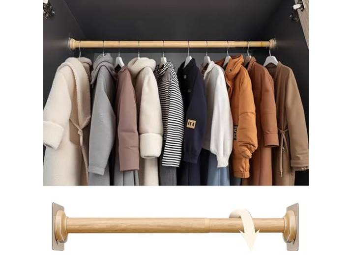 xcfhRTdxf Kleiderstange, Kleiderstangenverlängerung im Holzdesign, Verstellbarer Organizer for Kleidung(190-260cm(74 3/4 -102 3/8 ))